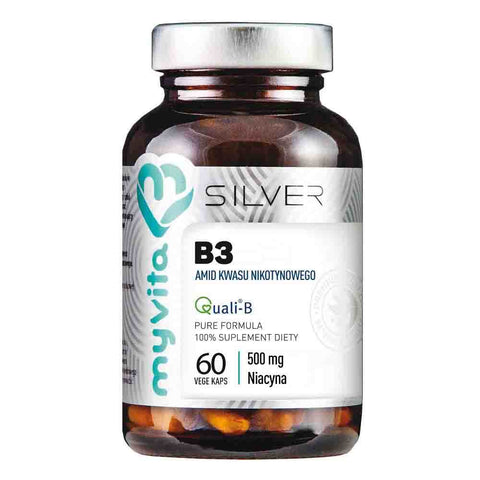 Vitamin B3 Nicotinsäureamid 500 MG 60 pflanzliche Kapseln 36 g MYVITA SILVER PURE