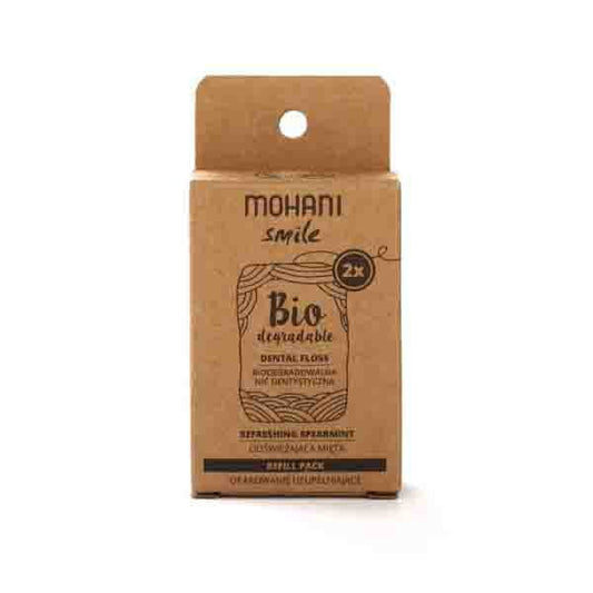 Biologisch abbaubare Zahnseide Smile Mint Refill von biogo, zwei Stück, umweltfreundliche Zahnreinigung in natürlicher Verpackung