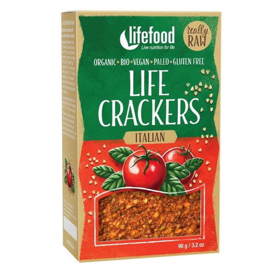 Bio Buchweizencracker mit getrockneten Tomaten und Basilikum, LIFEFOOD, 90 g, roh und glutenfrei
