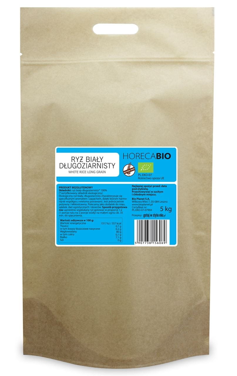 Glutenfreier weißer Langkornreis BIO 5 kg - HORECA