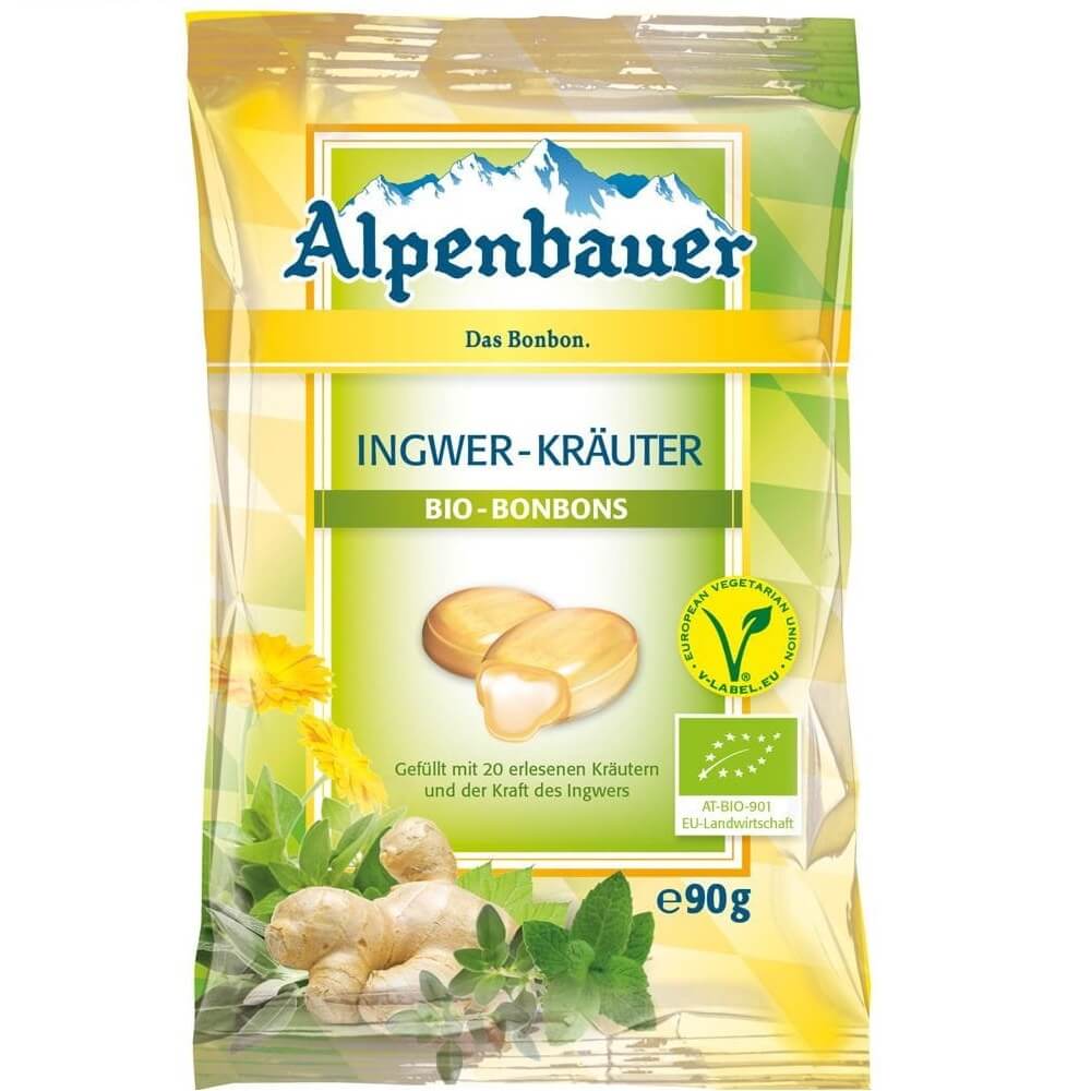 Bonbons mit Ingwer-Kräuter-Füllung, vegan BIO 90 g - ALPENBAUER