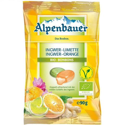 Vegane Bonbons mit Ingwer-Limetten- und Ingwer-Orangen-Füllung BIO 90g - ALPENBAUER