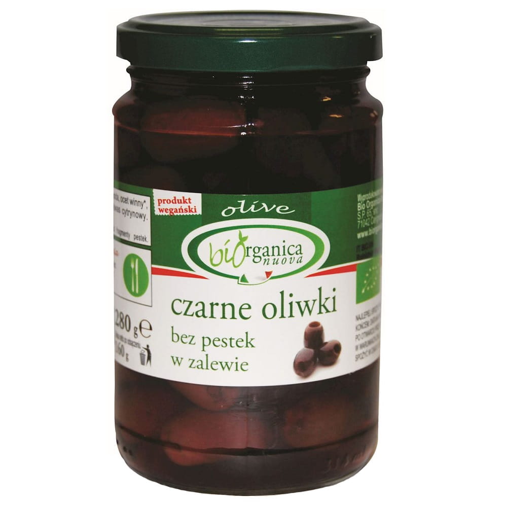 Schwarze Oliven, kernlos in Salzlake BIO 280 g - BIOORGANICA NUOVA