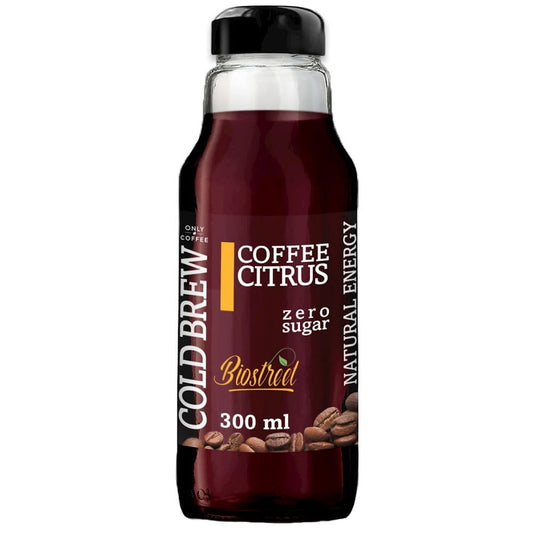 Bio Cold Brew Kaffee mit Zitrusgeschmack in 300 ml Flasche von ALE EKO CAFE, erfrischend und natürlich.