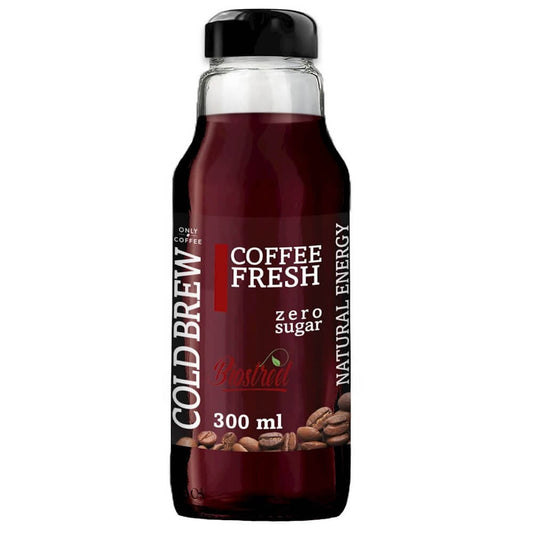 Bio Cold Brew Kaffee von ALE EKO CAFE in 300 ml Flasche, dunkler Kaffee mit erfrischendem Geschmack, naturbelassen und biologisch.