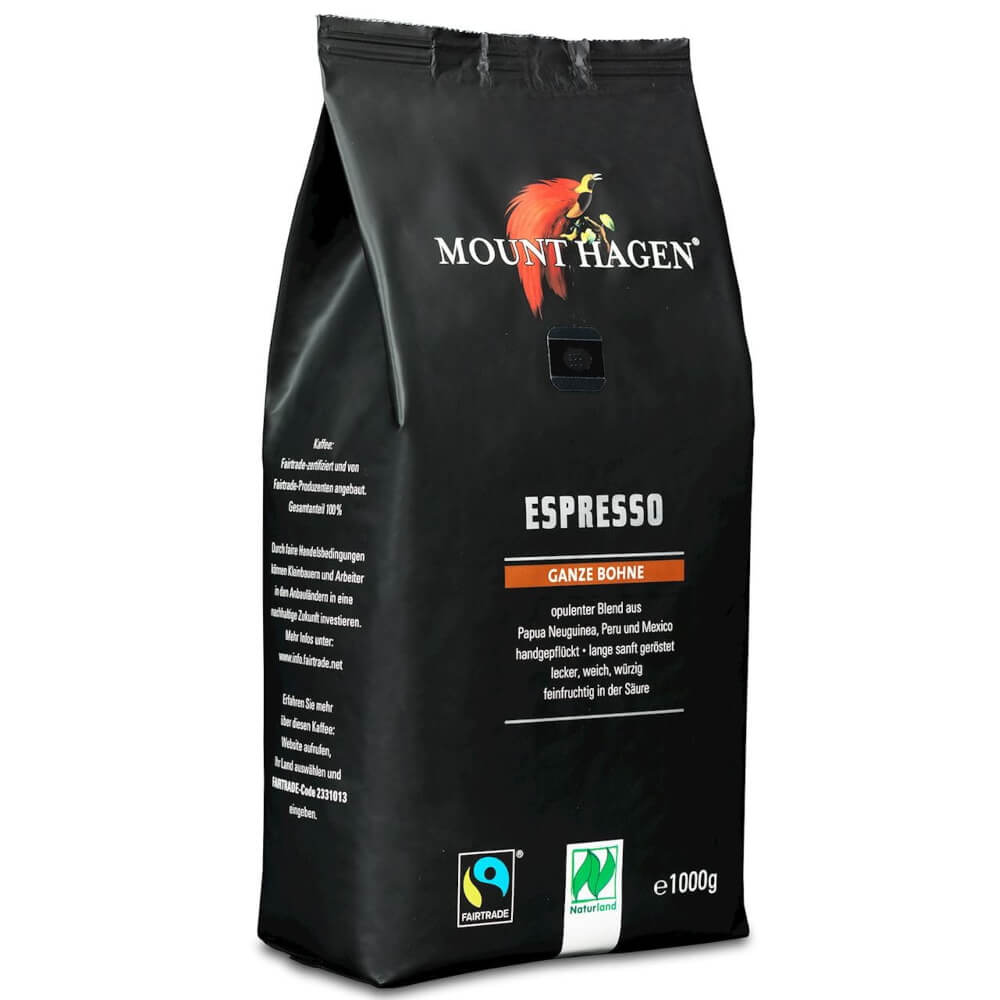 Espressobohnen fair gehandelt BIO 1 kg - MOUNT HAGEN
