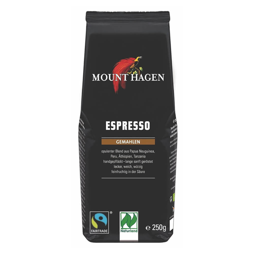 Gemahlener Kaffee Espresso fair gehandelt BIO 250 g - MOUNT HAGEN