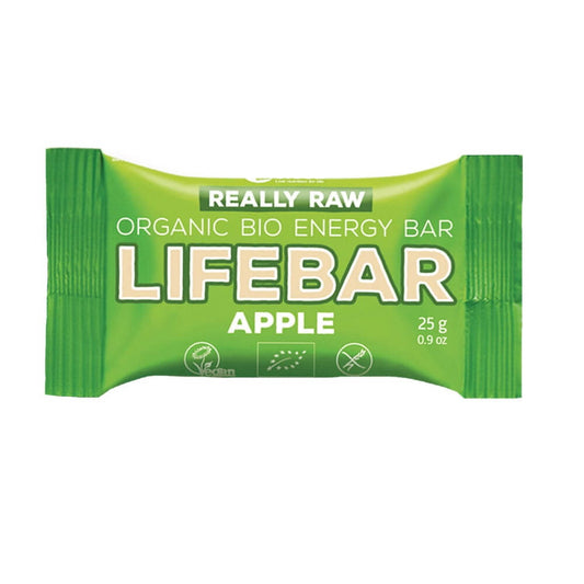 Glutenfreier, roher Apfelriegel BIO von LIFEFOOD, 25 g, mit frischen Äpfeln und natürlichen Zutaten.