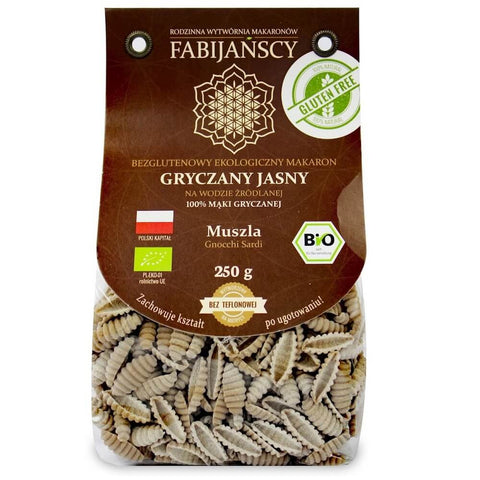 Nudeln (weißer Buchweizen) Schalengnocchi Sardi glutenfrei BIO 250 g - FABIJAŃSCY