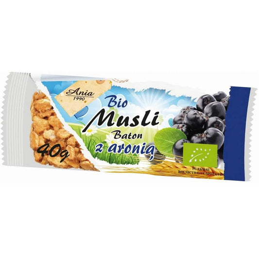 Bio Aronia Müsliriegel von BIO ANIA, 40 g, mit getrockneten Aroniabeeren und Haferflocken, natürliche Snack-Option
