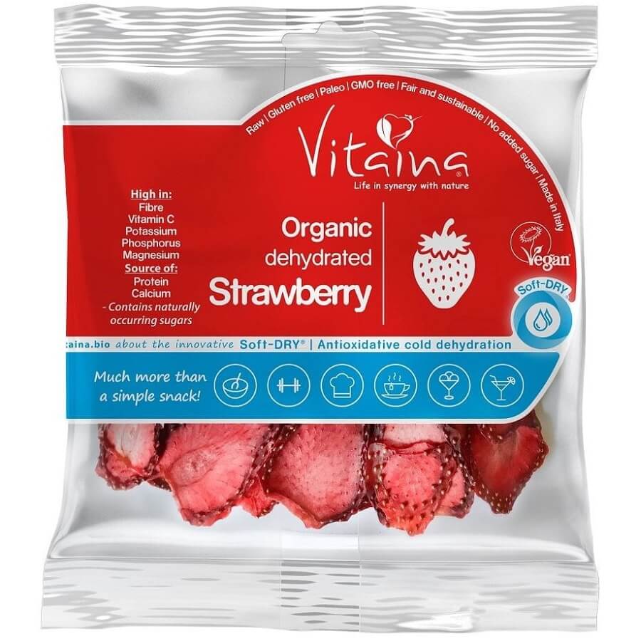 Getrocknete rohe Erdbeeren glutenfrei BIO 20 g - VITAINA