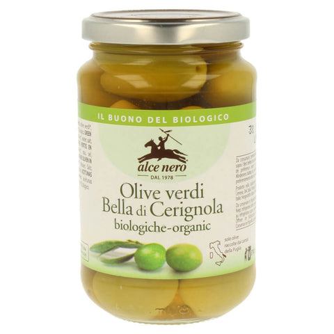 Grüne Oliven Bella di Cerignola mit Stein in Salzlake BIO 350 g - ALCE NERO