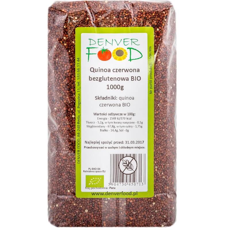 Glutenfreie rote Quinoa Quinoa BIO 1000g DENVER FOOD