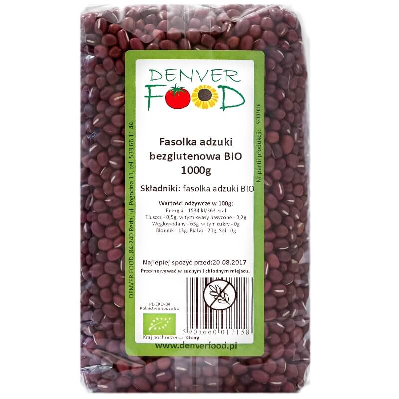 Glutenfreie Adzukibohnen BIO 1000g DENVER FOOD