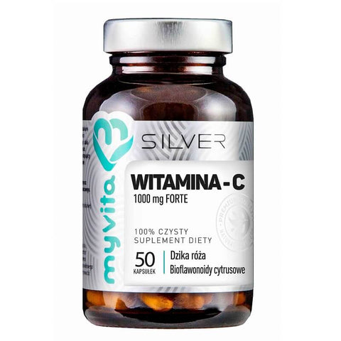 Vitamin C FORTE mit Hagebutte und Bioflavonoiden 1000mg 50 Kapseln MYVITA SILVER PURE