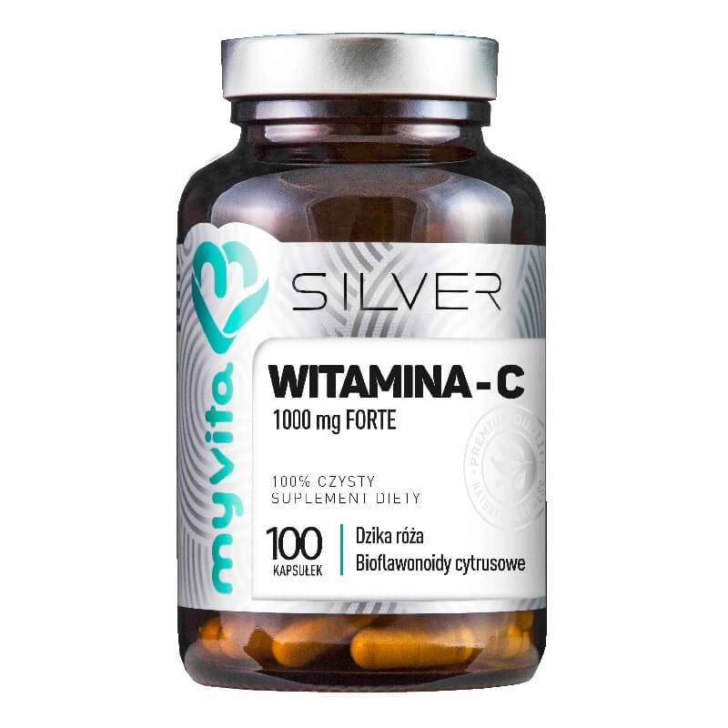 Vitamin C FORTE mit Hagebutte und Bioflavonoiden 1000mg 100 Kapseln MYVITA SILVER PURE