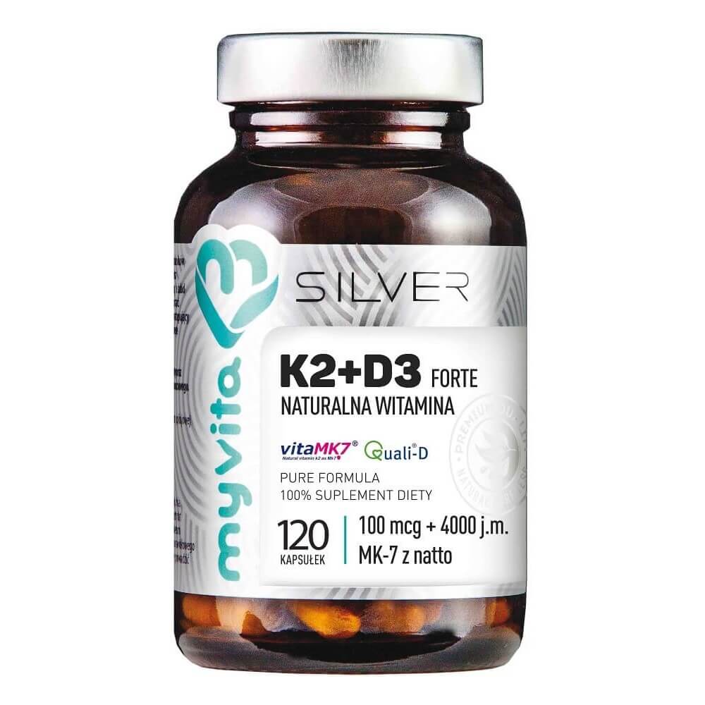K2 + D3 FORTE 100mcg K2 + 4000j.m. D3 120 Kapseln MYVITA SILBER PURE Hlavní obrázek produktu