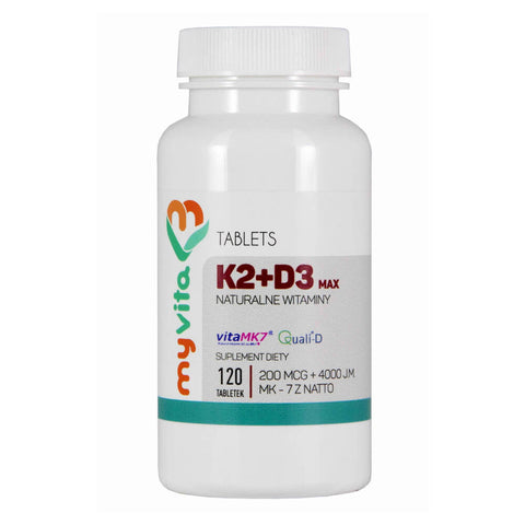 Vitamin K2 MK - 7 K2MK7 max 200mcg + D3 4000iu 120 Tabletten MYVITA