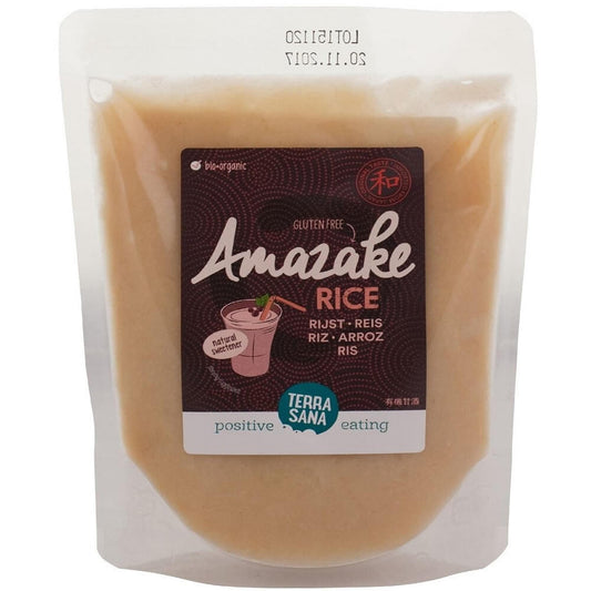Glutenfreier Bio-Reis-Amazake von TERRASANA in 250 g Packung, cremige Konsistenz und natürliche Süße, Nahaufnahme