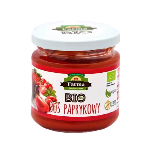 BIO-Pfeffersauce von FARMA ŚWIĘTOKRZYSKA, 170 g, cremige Pfeffersauce in Glasflasche, ideal für Fleischgerichte.