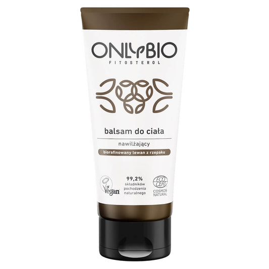 Feuchtigkeitsspendende Körperlotion Tube von biogo, 200 ml, mit pflegender Textur und natürlicher Form.