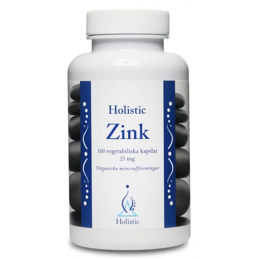 Zink 125mg von HOLISTIC, 90 Kapseln, ganzheitliche Nahrungsergänzung, Nahaufnahme der Kapseln in einer Dose