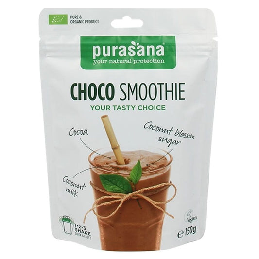 Glutenfreier, laktosefreier Bio-Schokoladen-Smoothie von PURASANA, 150 g, cremige Textur, schokoladiger Geschmack, natürliche Zutaten