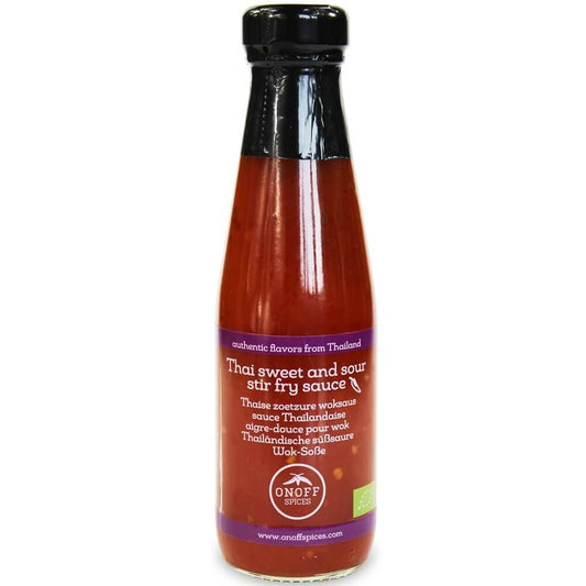 Glutenfreie Süß-Sauer-Sauce BIO von ONOFF SPICES, 200 ml Flasche, cremige Konsistenz, ideal für asiatische Gerichte