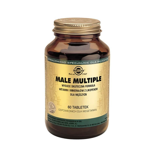 Männer-Formel mit 60 Tabletten von SOLGAR, Nahrungsergänzung für männliche Gesundheit, sichtbar in der Verpackung