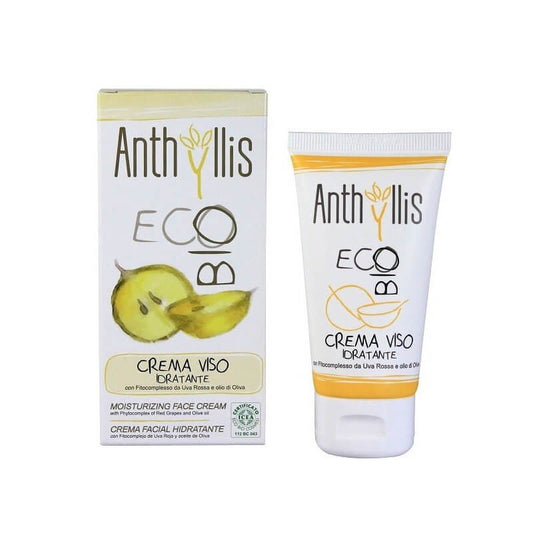 Feuchtigkeitsspendende Gesichtscreme mit Öko-Rottrauben-Phytokomplex von ANTHYLLIS, 50 ml, cremige Textur in einem Tiegel