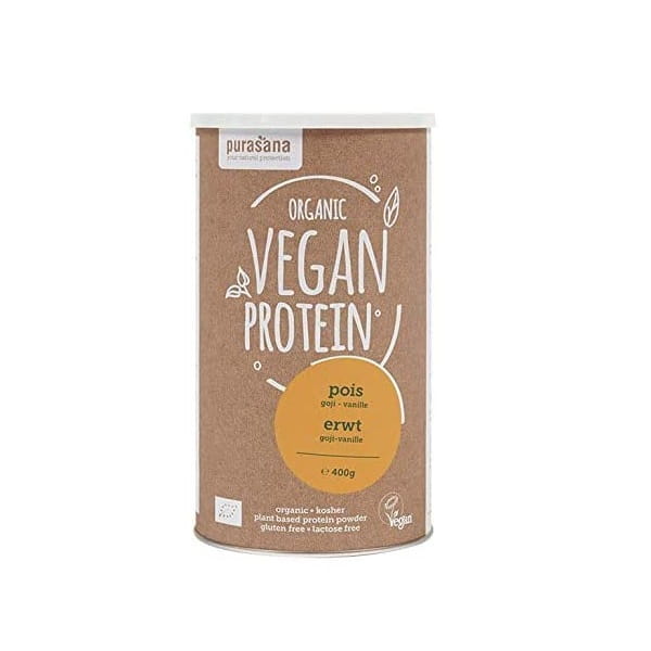 Erbsenprotein, Goji-Geschmack und Vanille laktosefrei glutenfrei BIO 400 g - PURASANA Κύρια εικόνα προϊόντος