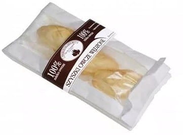 Geräucherte Schafskäsetüten von PRODUKTY KLASZTORNE, 100 g, mit rauchigem Geschmack, in attraktiver Verpackung.