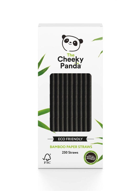 Schwarze Einweg-Bambusstrohhalme von CHEEKY PANDA, 250 Stück, nachhaltige Trinkhalme aus Bambus.