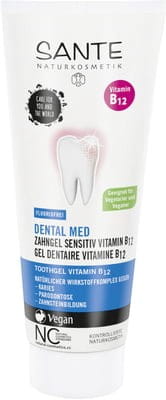 Biogo Zahngel mit Vitamin B12, ohne Fluorid, 75 ml, weiße Tube mit blauer Beschriftung, für gesunde Zähne und frischen Atem