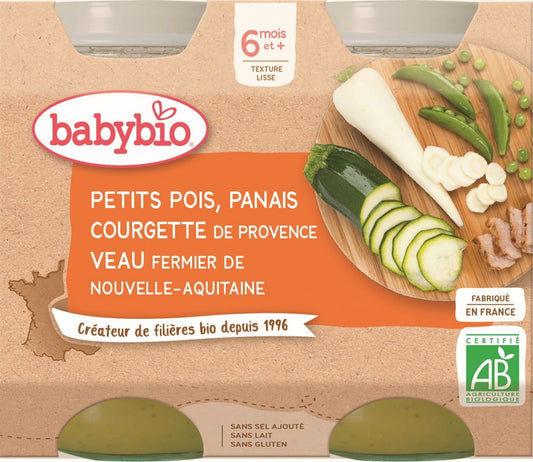 Bunter Gemüsemix mit Kalbfleisch für Babys ab 6 Monaten, glutenfrei, BIO, 2x200 g, von BABYBIO