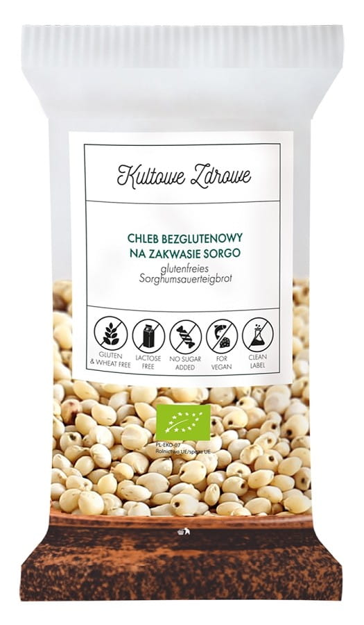Glutenfreies Bio-Sorghum-Sauerteigbrot von GOOD STUFF, 450 g, frisch gebacken, mit knuspriger Kruste und weichem Inneren.