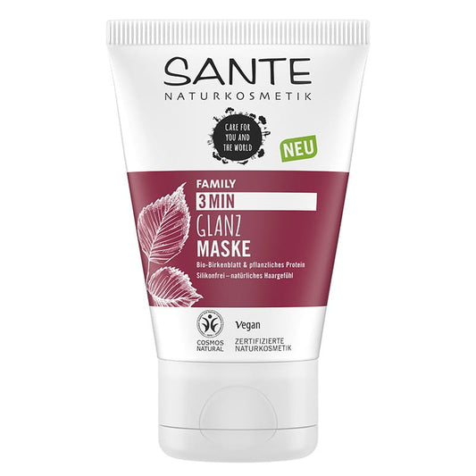 SANTE Birkenblatt-Glanz-Haarmaske mit Öko-Pflanzenproteinen, 100 ml, pflegt und verleiht dem Haar natürlichen Glanz