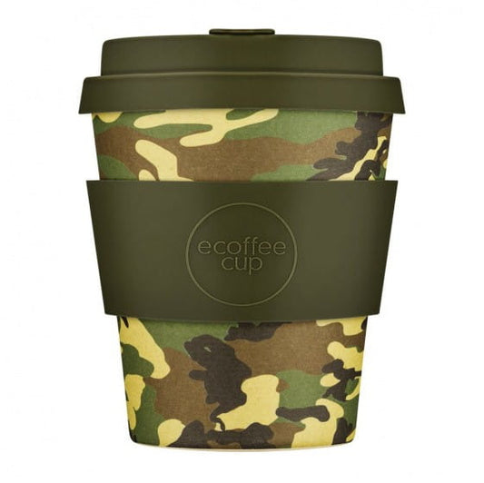 Bambus- und Maisfaserbecher von ECOFFEE CUP, 250 ml, umweltfreundliche Trinkgefäß mit braunem Design.