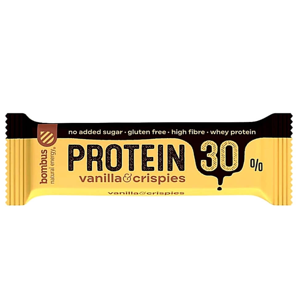 Proteinriegel 30 % Vanille - glutenfrei knusprig 50 g BOMBUS
