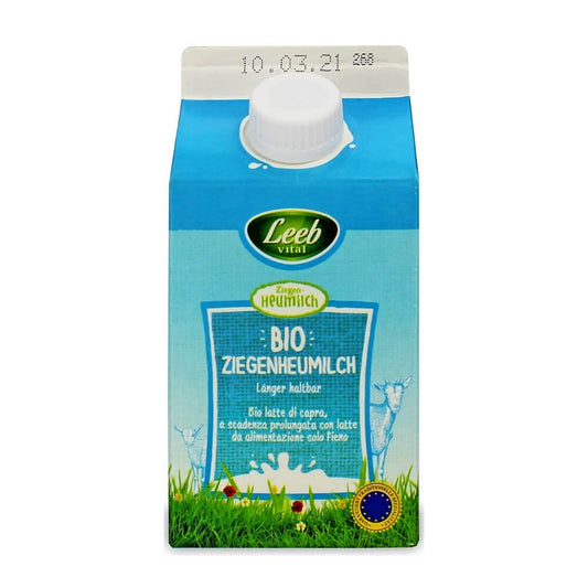 Frische Bio-Ziegenmilch mit mindestens 3% Fett in 500 ml Flasche von LEEB VITAL, direkt aus der Ziegenmilchproduktion