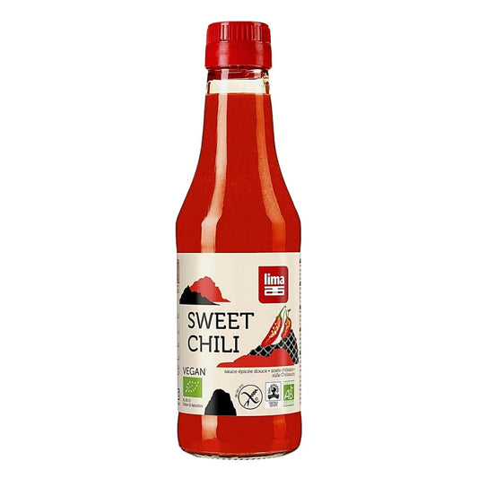 Glutenfreie, süße Chilisauce von LIMA in 250 ml Flasche, Bio-Qualität, scharfer und fruchtiger Geschmack, ideal für asiatische Gerichte