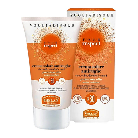 Biogo HELAN Anti-Falten-Sonnenschutz für Gesicht und Hände, SPF 30, 50 ml, cremige Textur, natürlicher Sonnenschutz