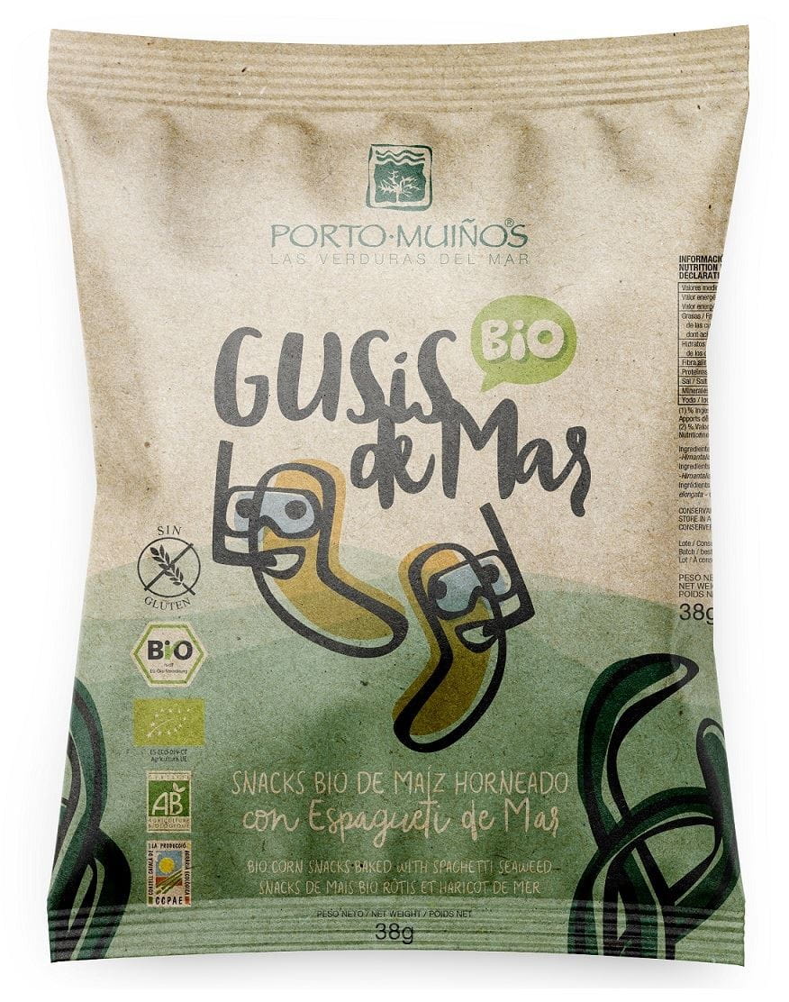 Maischips mit Algen, Meeresspaghetti glutenfrei BIO 38 g - PORTO MUINOS