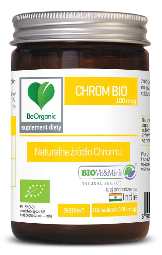 Bio-Chromextrakt in 100 Tabletten, Be Organic, mit 100 mcg, natürliche Nahrungsergänzung für Chrom.