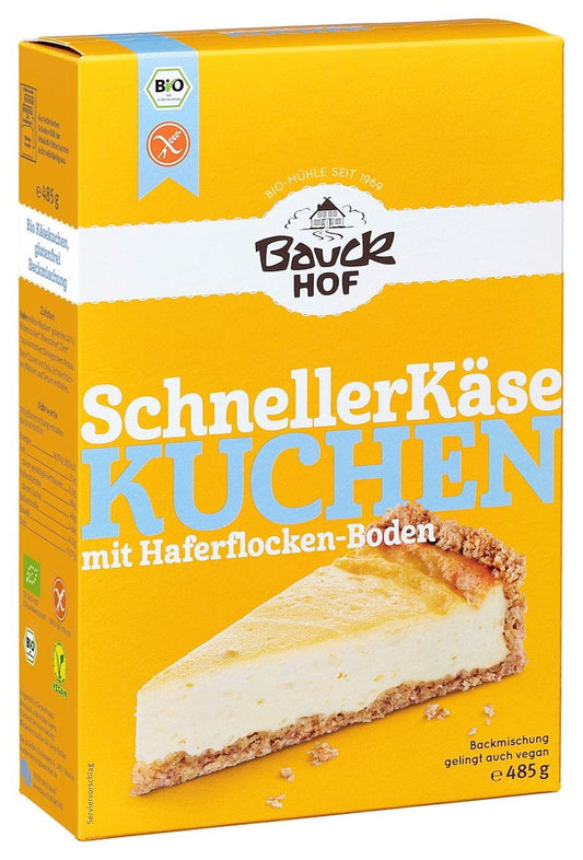 Glutenfreie Käsekuchenmischung von BAUCK HOF, BIO, 485 g, mit zwei Beuteln, für leckeren Käsekuchen.