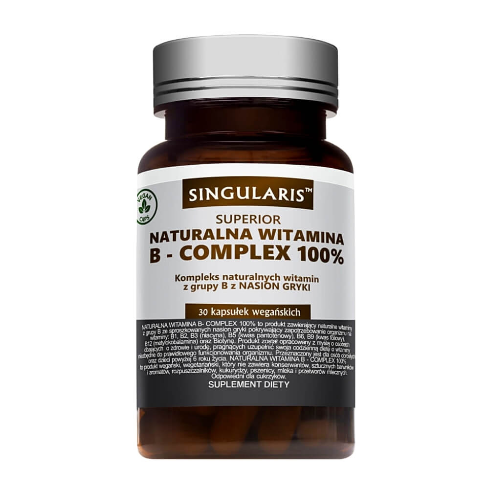 Natürliches Vitamin B - KOMPLEX 100 % Komplex aus natürlichen Vitaminen der B-Gruppe aus Buchweizensamen 30 vegane Kapseln SINGULARIS