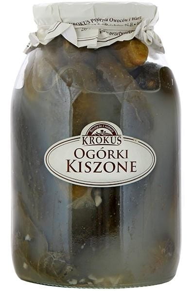 Eingelegte Gurken in einem Glas, KROKUS Marke, 1300g, frisch und knackig, sichtbar im Glas mit Gurken und Gewürzen