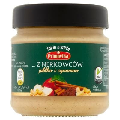 Cashewnusscreme mit Apfel und Zimt von PRIMAVIKA, 185g, cremige Nusscreme mit Apfelstücken und Zimnaroma.