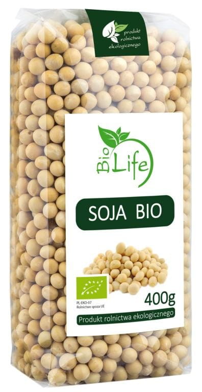 Bio Sojabohnen, 400g, frisch und grün, verpackt in transparentem Beutel, von der Marke BIO LIFE