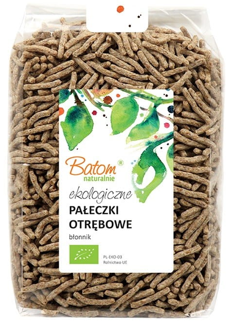 Bio Kleiesticks von BATOM, 250 g, zeigt die natürlichen Kleisticks in einer offenen Verpackung.